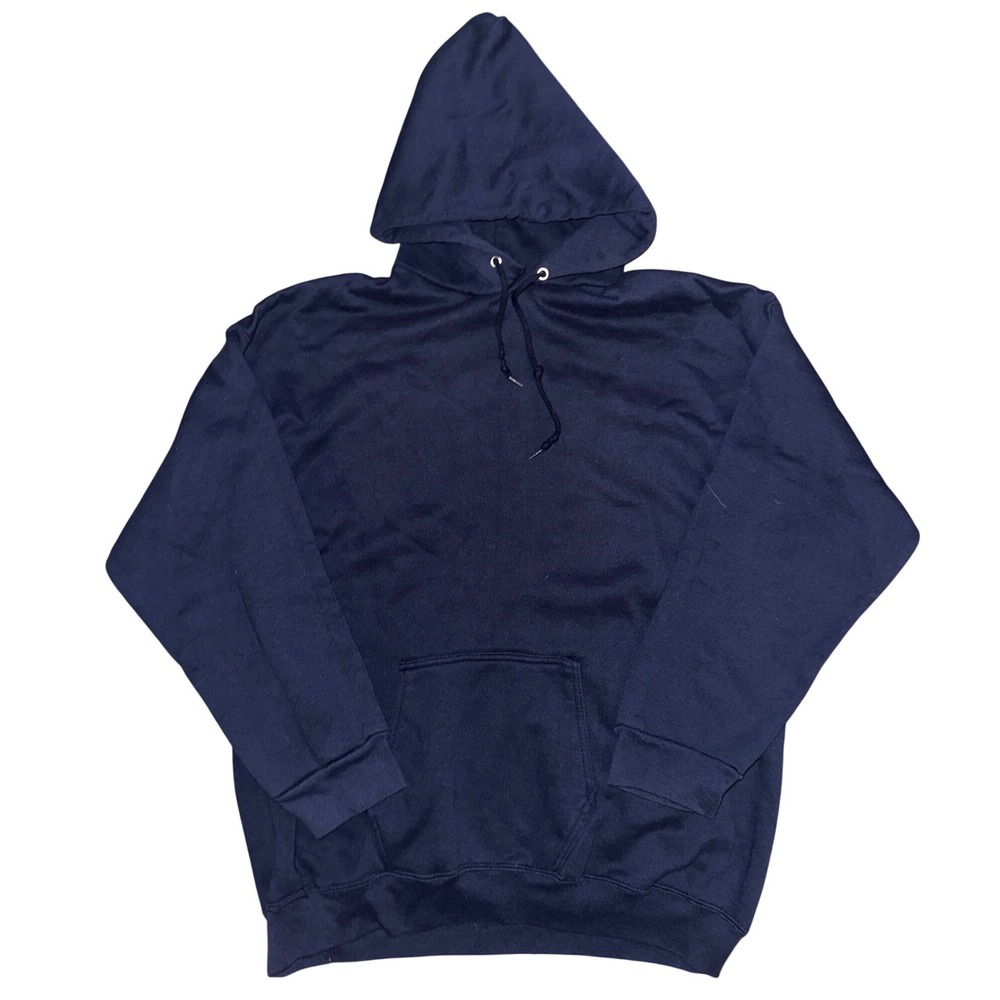 Vintage Tultex SuperWeight Hoodie Navy Blue Made in USA Pullover Sweatshirt 2XL